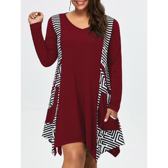 Rosegal for Curves Collection Dresses & Skirts - Plus Size Long Sleeve T-Shirt Dress with Pockets